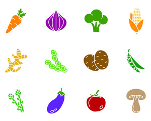 Vegetarian, vegetable set icon symbol template for graphic and web design collection logo vector illustration