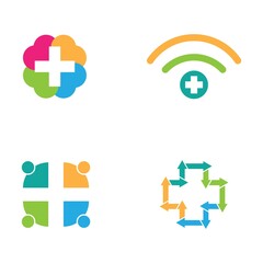 Medical cross logo icon set