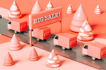 Illustration of pink Trucks