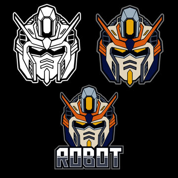 robot head illustration pack, suitable for sticker design, tshirt design, coloring book, etc
