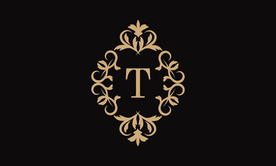 Elegant logo for business. Exquisite company brand icon, boutique. Monogram with the letter T.