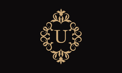 Elegant logo for business. Exquisite company brand icon, boutique. Monogram with the letter U.