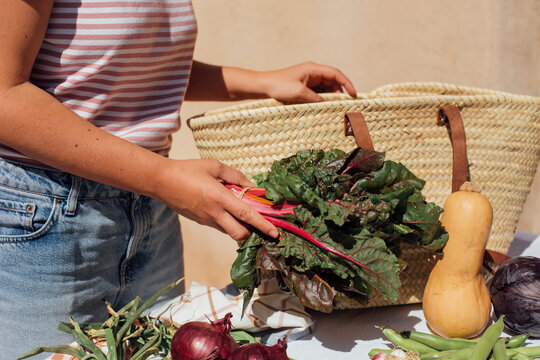 Basket with vegetables and fruits