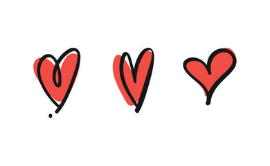 Hand drawn hearts. Love symbol. Illustration doodles.