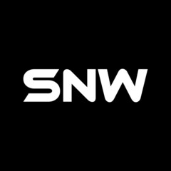 SNW letter logo design with black background in illustrator, vector logo modern alphabet font overlap style. calligraphy designs for logo, Poster, Invitation, etc.