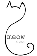 cat logo one line continuous line meow time