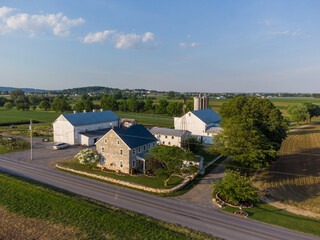 Fototapeta na wymiar Aerial View of Farm and Farmland
