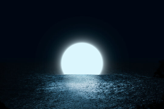 circle saucer of light fluctuate in the water - Powered by Adobe