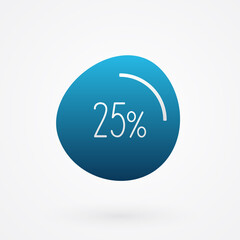 25 percent isolated pie chart. Vector infographic gradient icon. Sign for business, finance, web design, download, progress