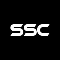 SSC letter logo design with black background in illustrator, vector logo modern alphabet font overlap style. calligraphy designs for logo, Poster, Invitation, etc.