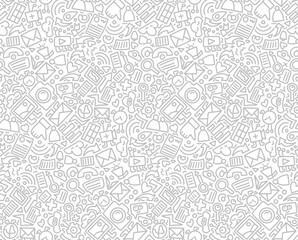 Social media seamless pattern doodle style. Vector illustration wits hand drawn icons