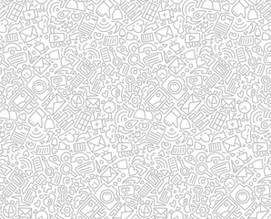 Social media seamless pattern doodle style. Vector illustration wits hand drawn icons