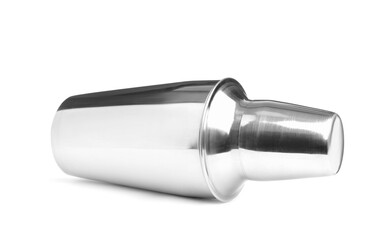 Metal shaker for cocktail isolated on white