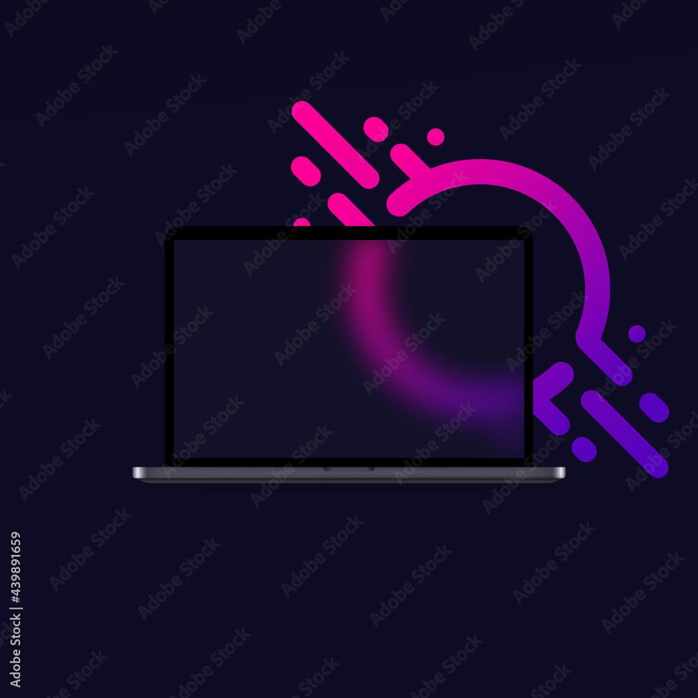 Poster glassmorphism style. laptop template. notebook icon. realistic glass morphism effect with set of tra