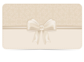 Beautiful gift card with beige bow.