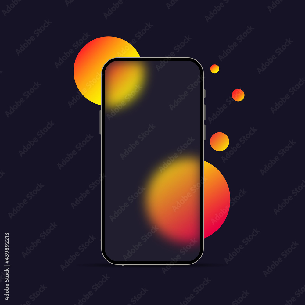 Poster glassmorphism style. smart phone template. realistic glass morphism effect with set of transparent g