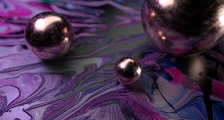 Creative Paint Modern Trendy Presentation Background With Spheres
