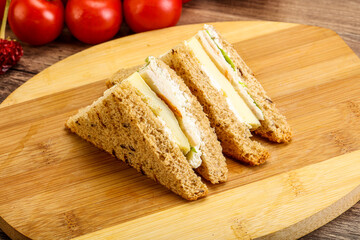 Club sandwich with chicken and cheese