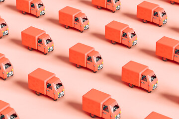 Illustration of pink Trucks - pattern