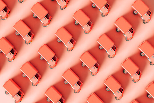 bird eye view of pink Trucks