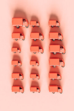 top down view of pink Trucks - different sizes