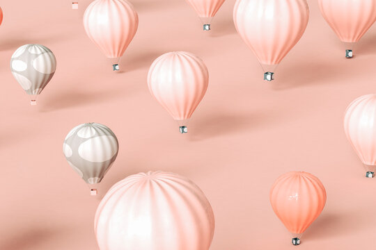 hot air balloon on pink background