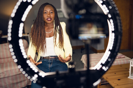 woman recording a video  to vlog