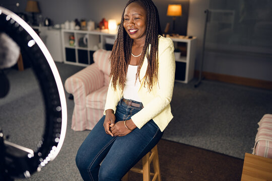 woman recording a video  to vlog