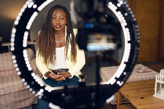 woman recording a video  to vlog