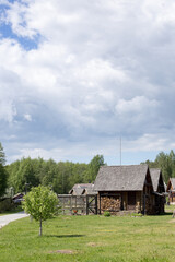 Belarusian village with solid houses for living in nature
