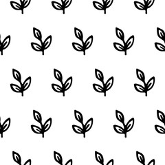 Seamless pattern with hand-drawn leaves. Vector illustration