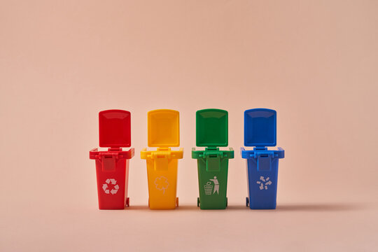 Small empty trash cans for recycling