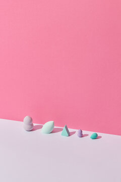 Beautiful makeup sponges in row