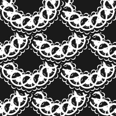 Wallpaper in a baroque style pattern. Black and white floral element. Graphic ornament for wallpaper, fabric, wrapping, packaging. Damask floral ornament.