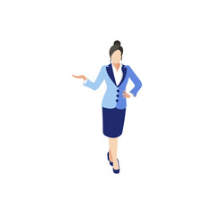 The character of a businesswoman in a flat style. Profession of a businesswoman. Various professions. Business.
