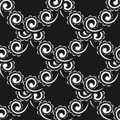 Damask seamless vector background. Wallpaper in a baroque style pattern. Black and white floral element. Ornament for wallpaper, fabric, packaging.