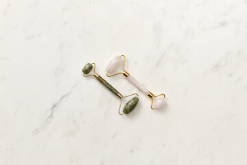 Jade and quartz face rollers