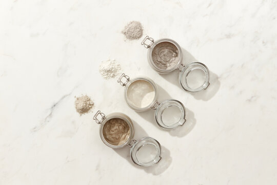 Three types of facial clay