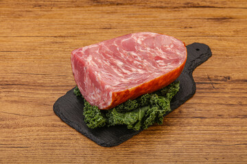 Beef ham piece over board