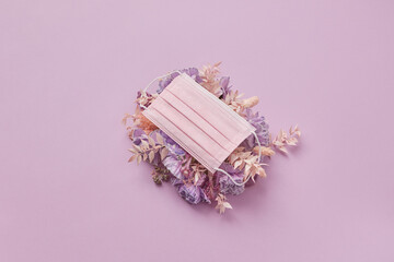 Medical mask and flowers