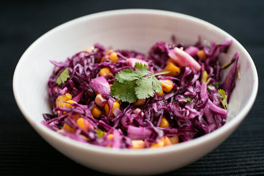 Red Cabbage Slaw with Corn and Coriander