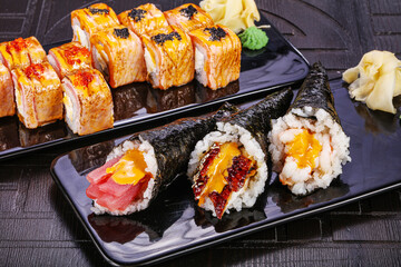 Japanese cuisine - sushi and roll set