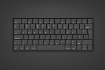 Black keyboard with english keys. Object isolated on white background - obrazy, fototapety, plakaty