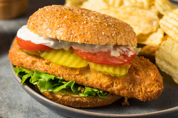 Homemade Crispy Fried Fish Fillet Sandwich