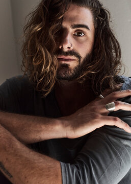 Portrait of a young man with a beard