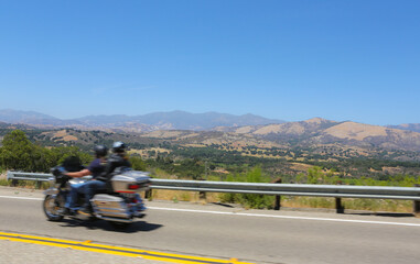 Motorcyle trip with stunning views of the mountains  along central California. 