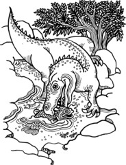 hand drawn vector illustration of a dinosaur