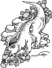 hand drawn vector illustration of a dinosaur