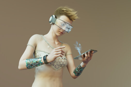 Woman using virtual reality - Powered by Adobe