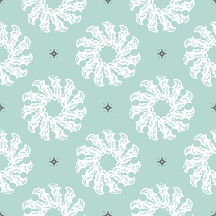 Fototapeta premium Wallpaper in a baroque style pattern. Baby blue floral element. Graphic ornament for wallpaper, fabric, packaging, wrapping. Oriental floral ornament.
